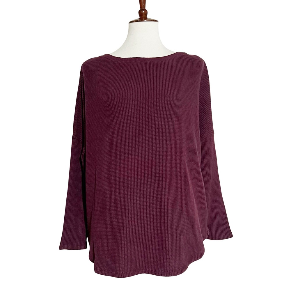 Free People We The Free Latte Blues Thermal Top in chocolate Grape XS